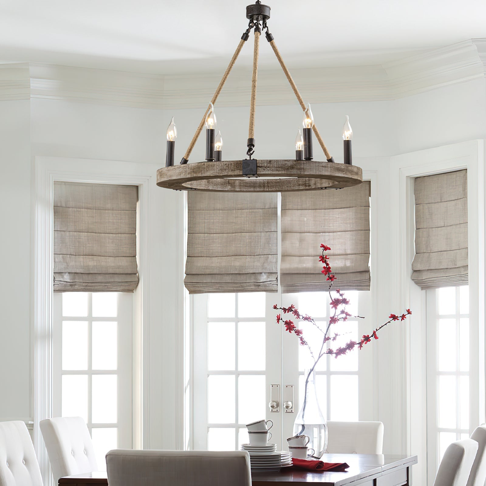 Mysilora Vintage Industrial Wheel Wood Metal Chandelier - Lamp Copper