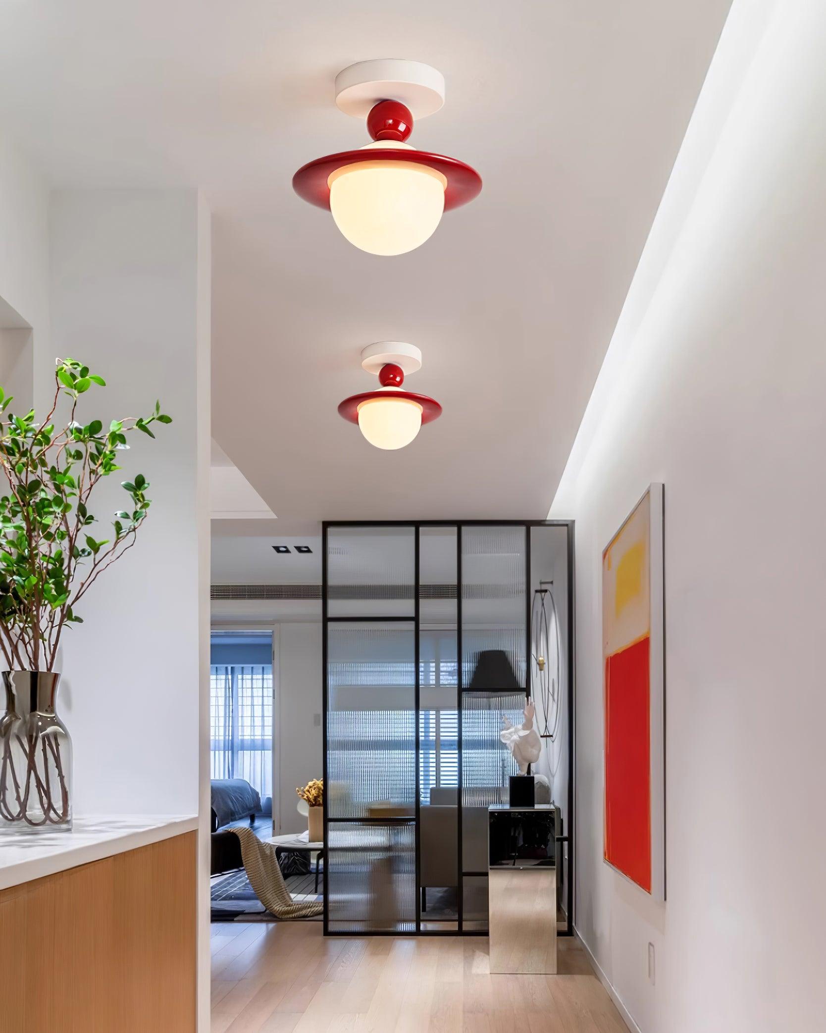 Pivoro Red and White Ceiling Light - Lamp Copper