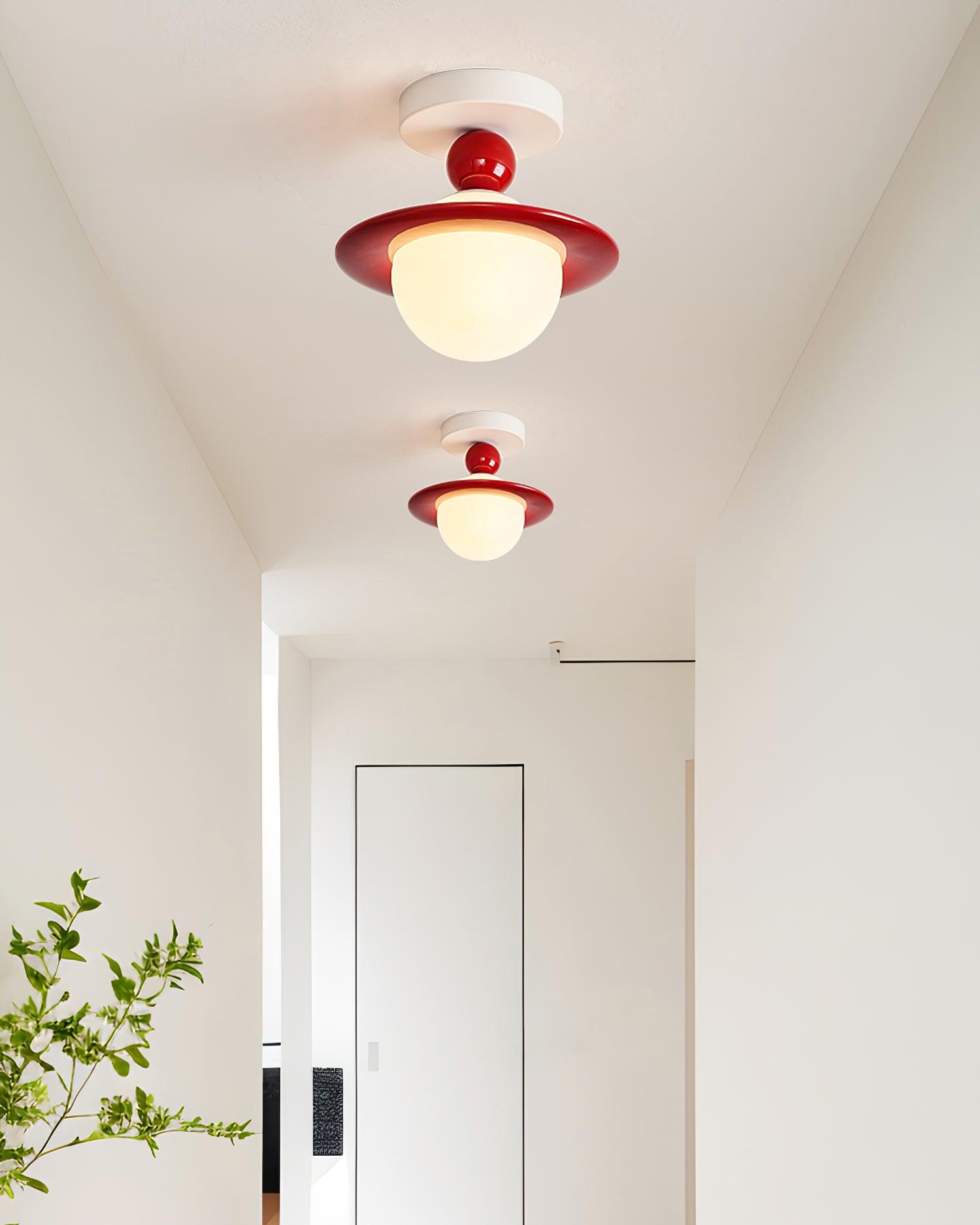 Pivoro Red and White Ceiling Light - Lamp Copper