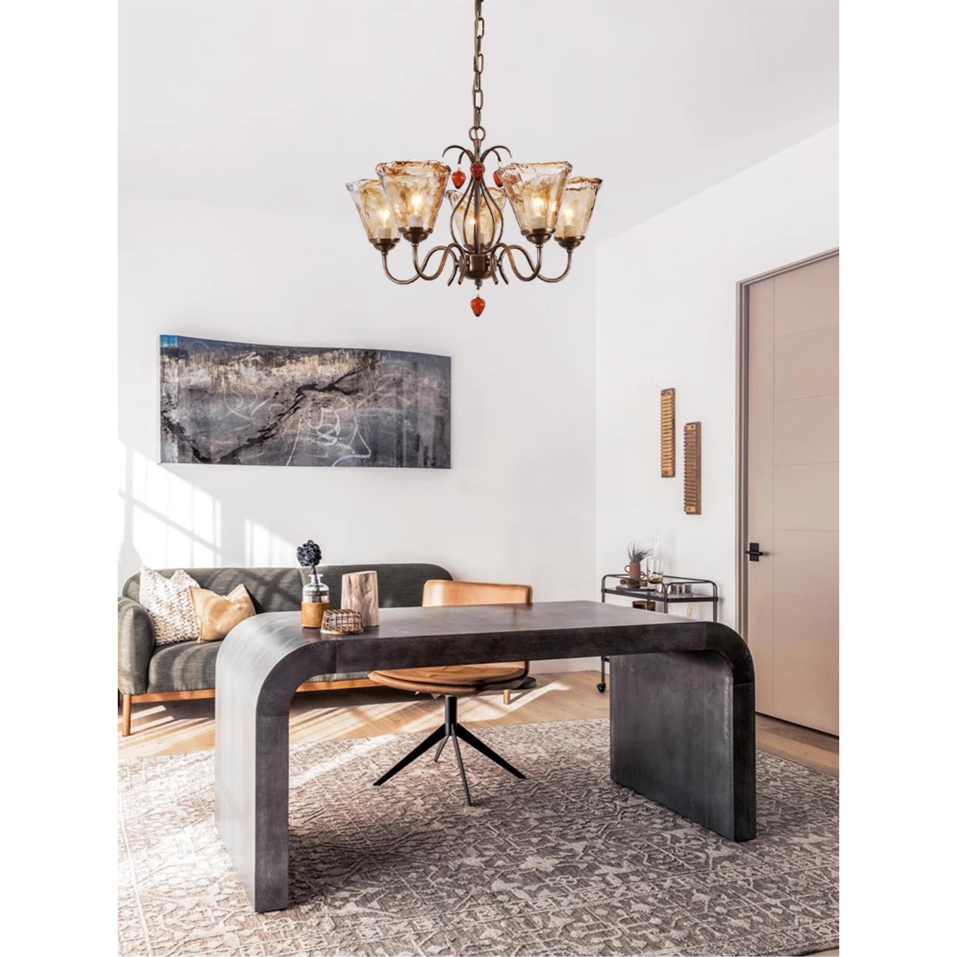 Evzorira Vintage Industrial Luxury Glass Crystal Chandelier - Lamp Copper