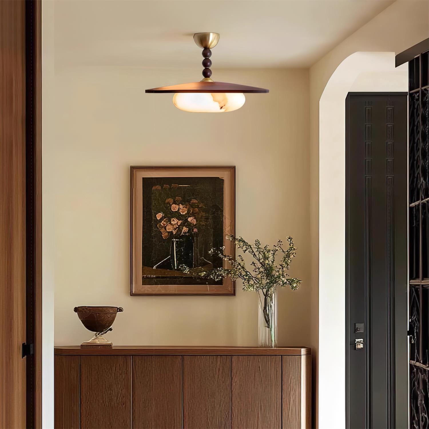 Yeste Ceiling Light Walnut Color & White Imitation Alabaster - Lamp Copper