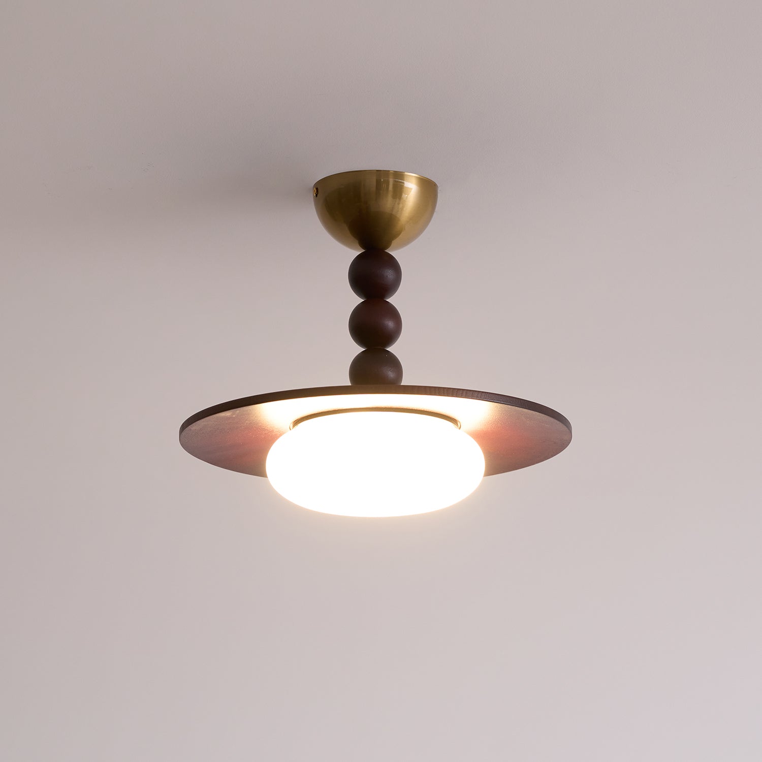 Muto Ceiling Light Walnut Color & White Imitation Alabaster - Lamp Copper