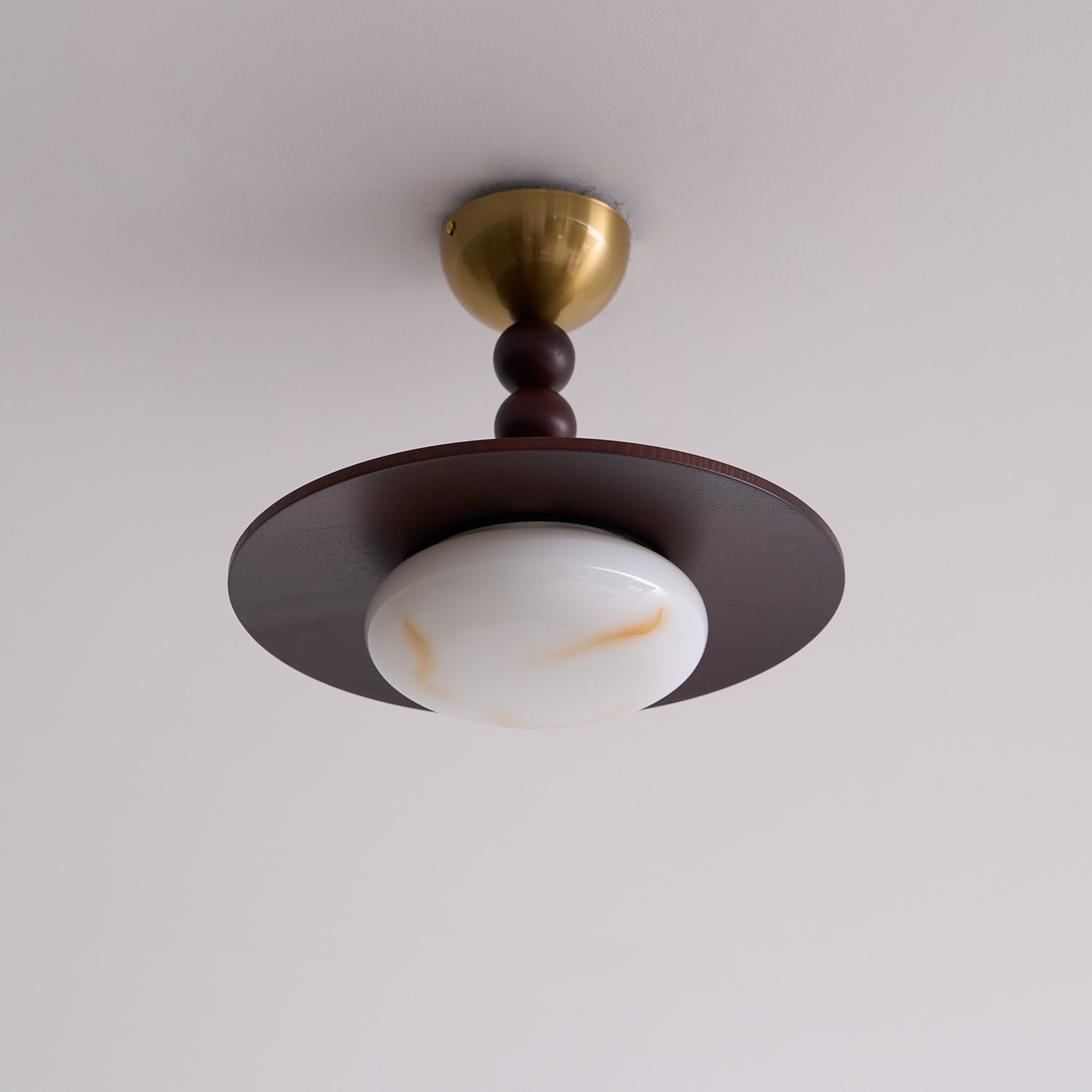 Yeste Ceiling Light Walnut Color & White Imitation Alabaster - Lamp Copper