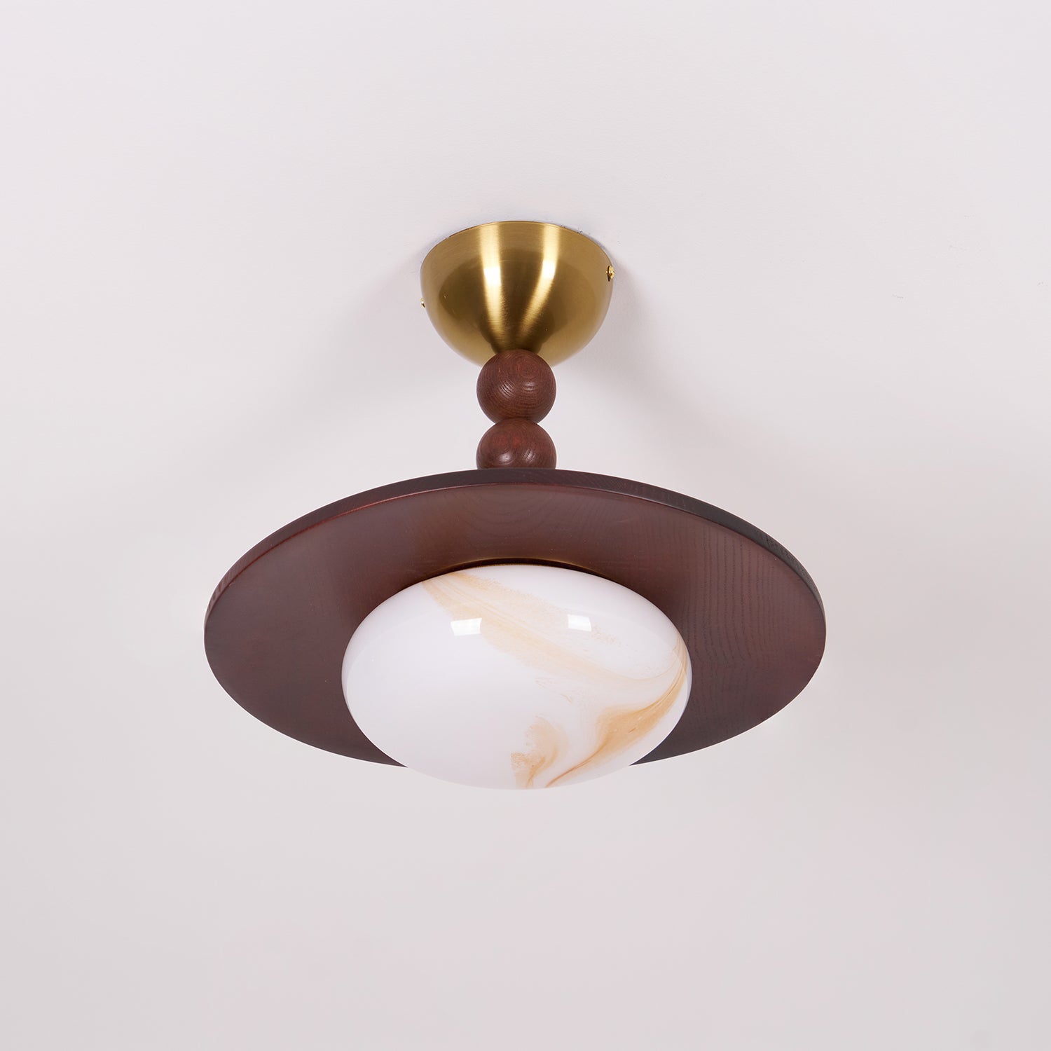 Muto Ceiling Light Walnut Color & White Imitation Alabaster - Lamp Copper