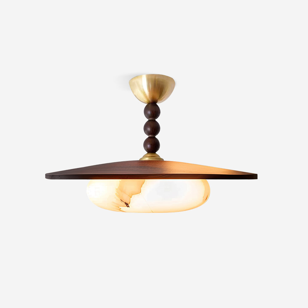 Muto Ceiling Light Walnut Color & White Imitation Alabaster - Lamp Copper