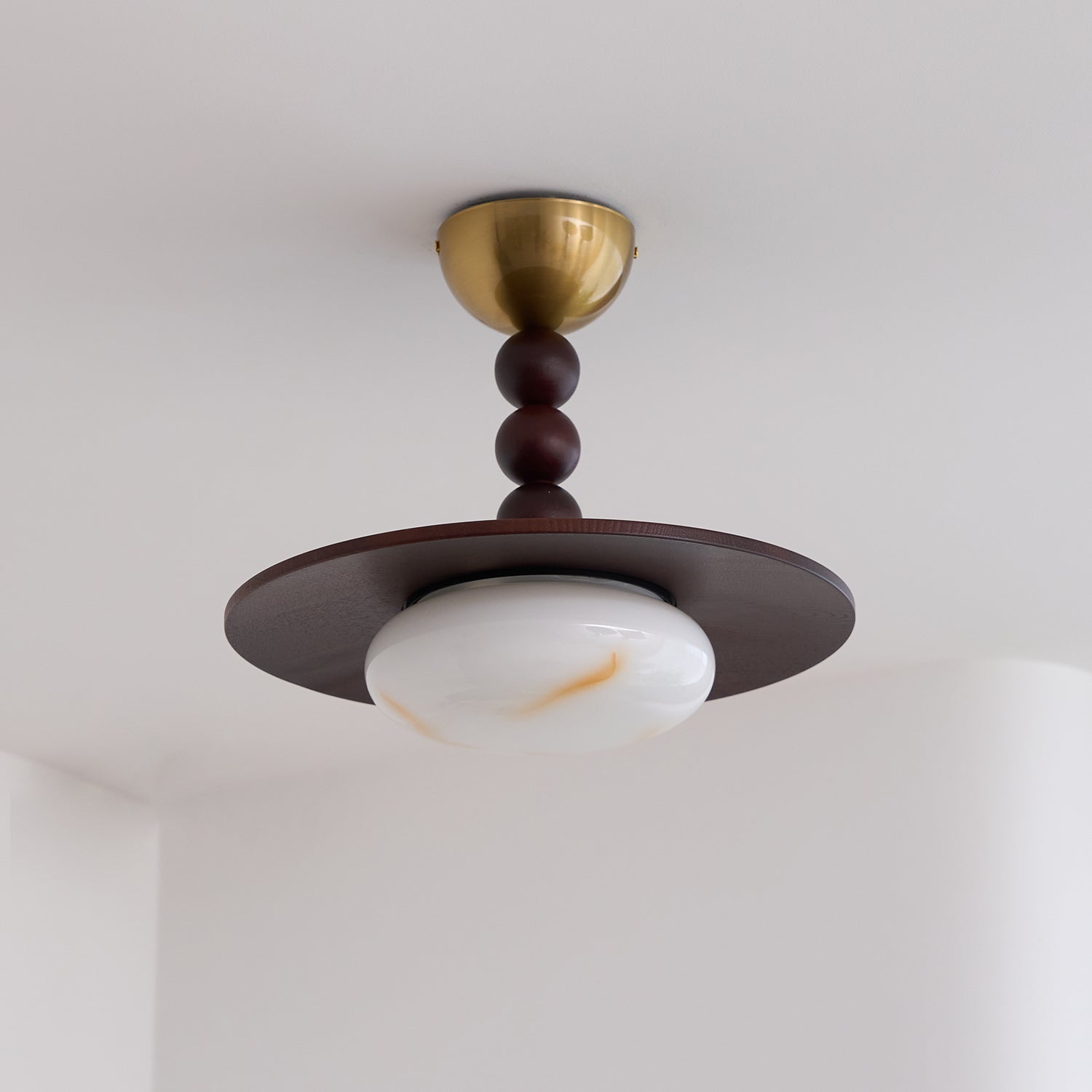 Yeste Ceiling Light Walnut Color & White Imitation Alabaster - Lamp Copper