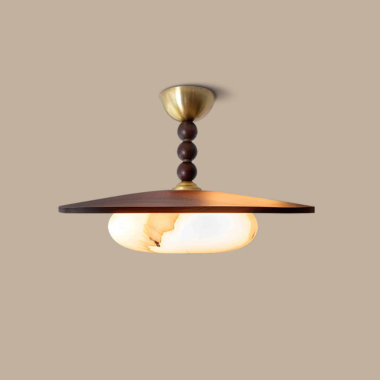 Muto Ceiling Light Walnut Color & White Imitation Alabaster - Lamp Copper