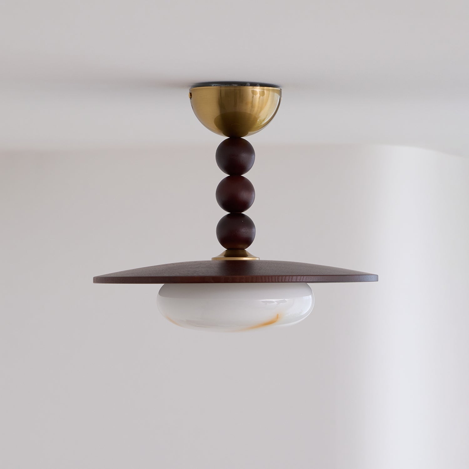 Yeste Ceiling Light Walnut Color & White Imitation Alabaster - Lamp Copper