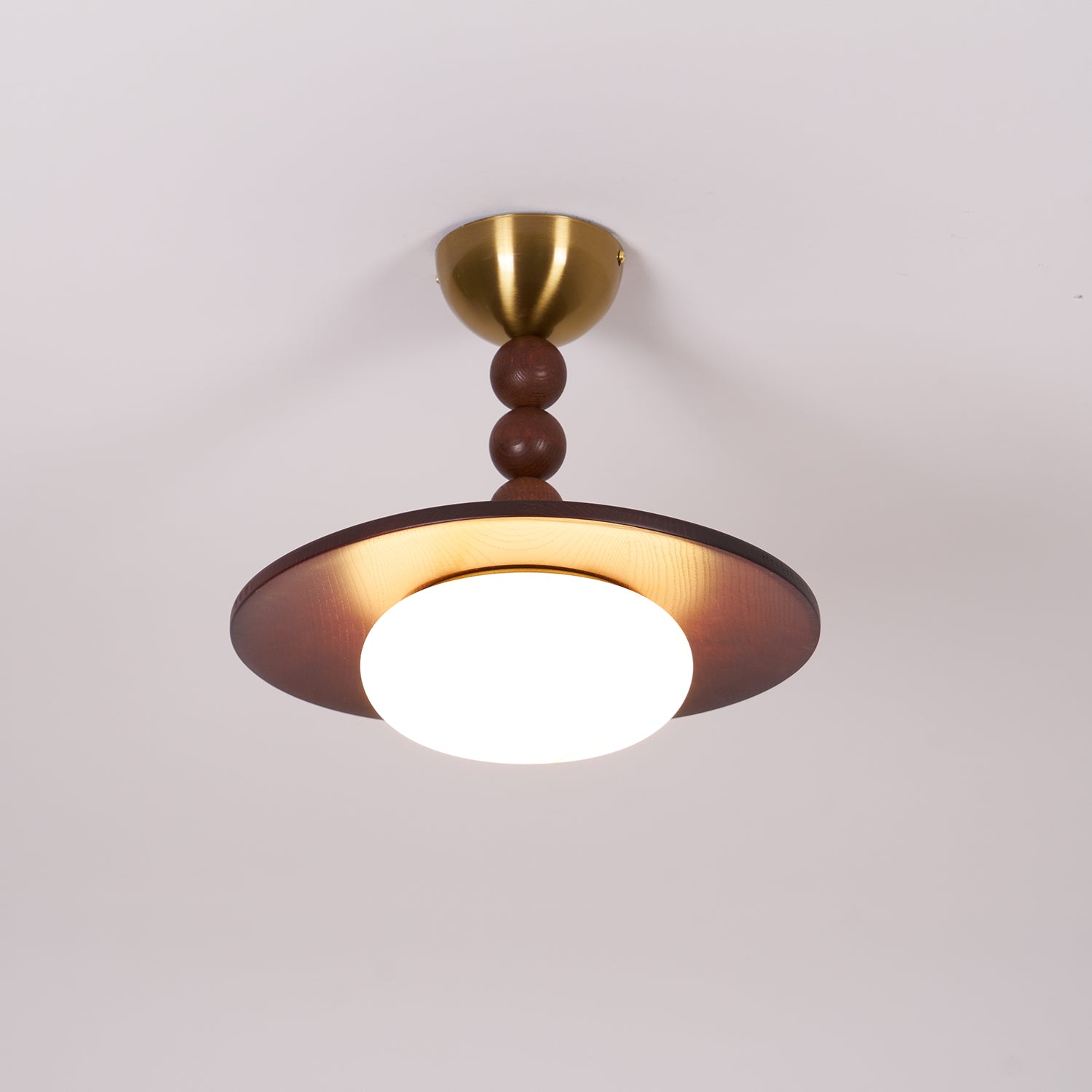 Muto Ceiling Light Walnut Color & White Imitation Alabaster - Lamp Copper