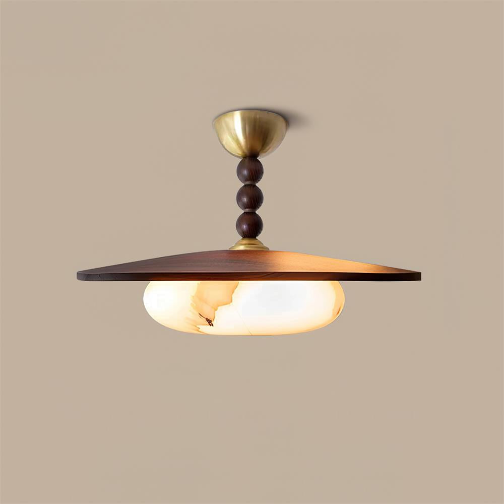 Yeste Ceiling Light Walnut Color & White Imitation Alabaster - Lamp Copper