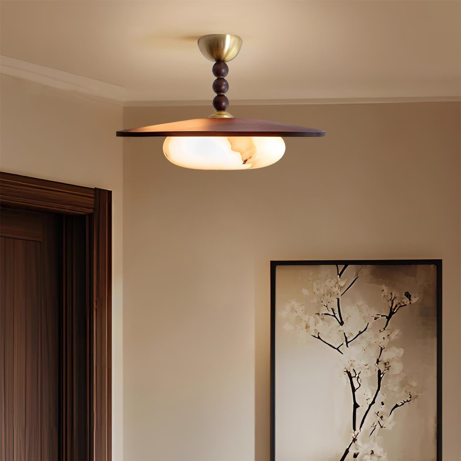 Yeste Ceiling Light Walnut Color & White Imitation Alabaster - Lamp Copper
