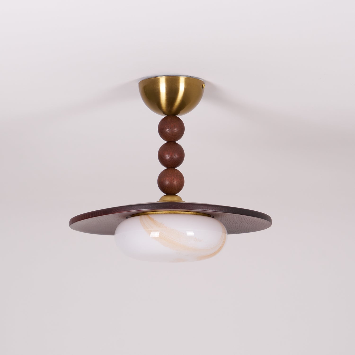 Muto Ceiling Light Walnut Color & White Imitation Alabaster - Lamp Copper
