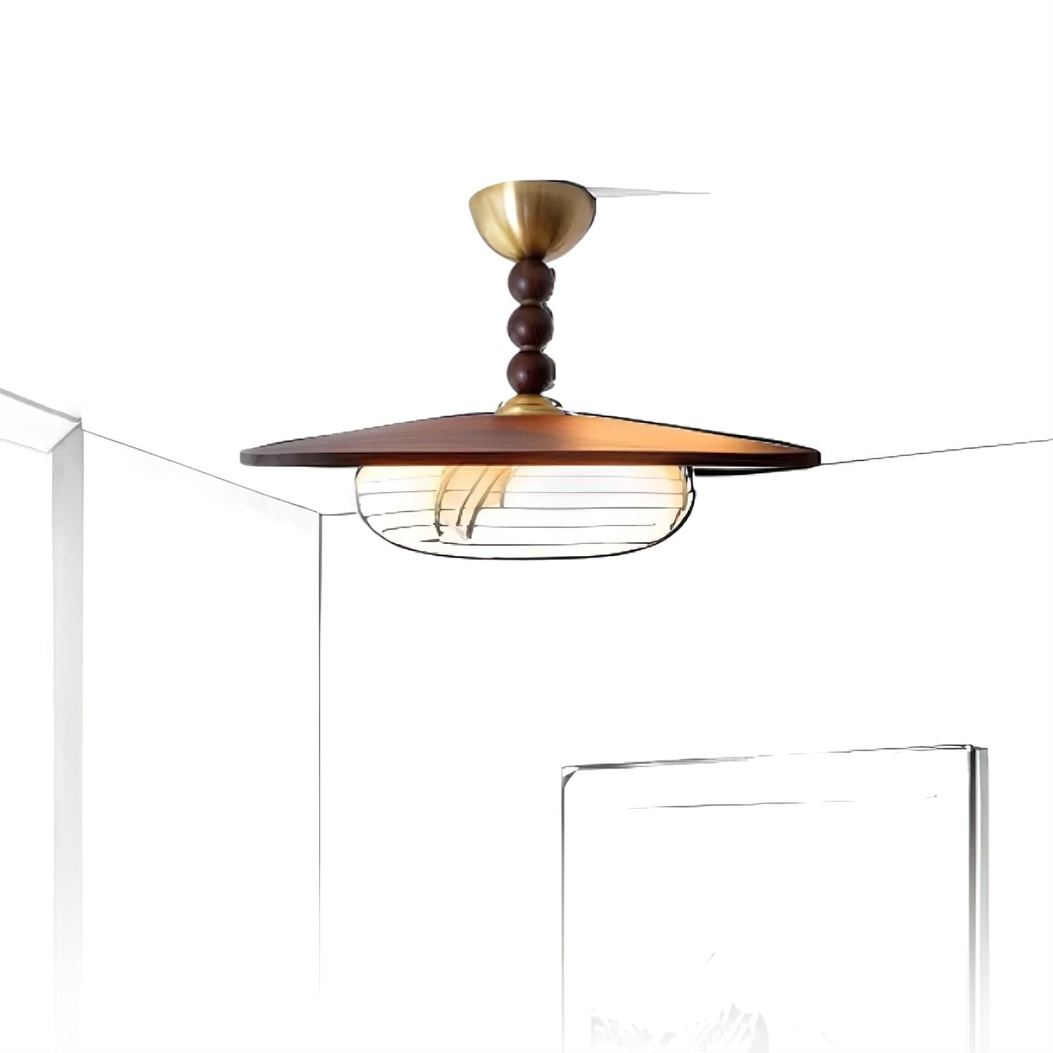 Muto Ceiling Light Walnut Color & White Imitation Alabaster - Lamp Copper