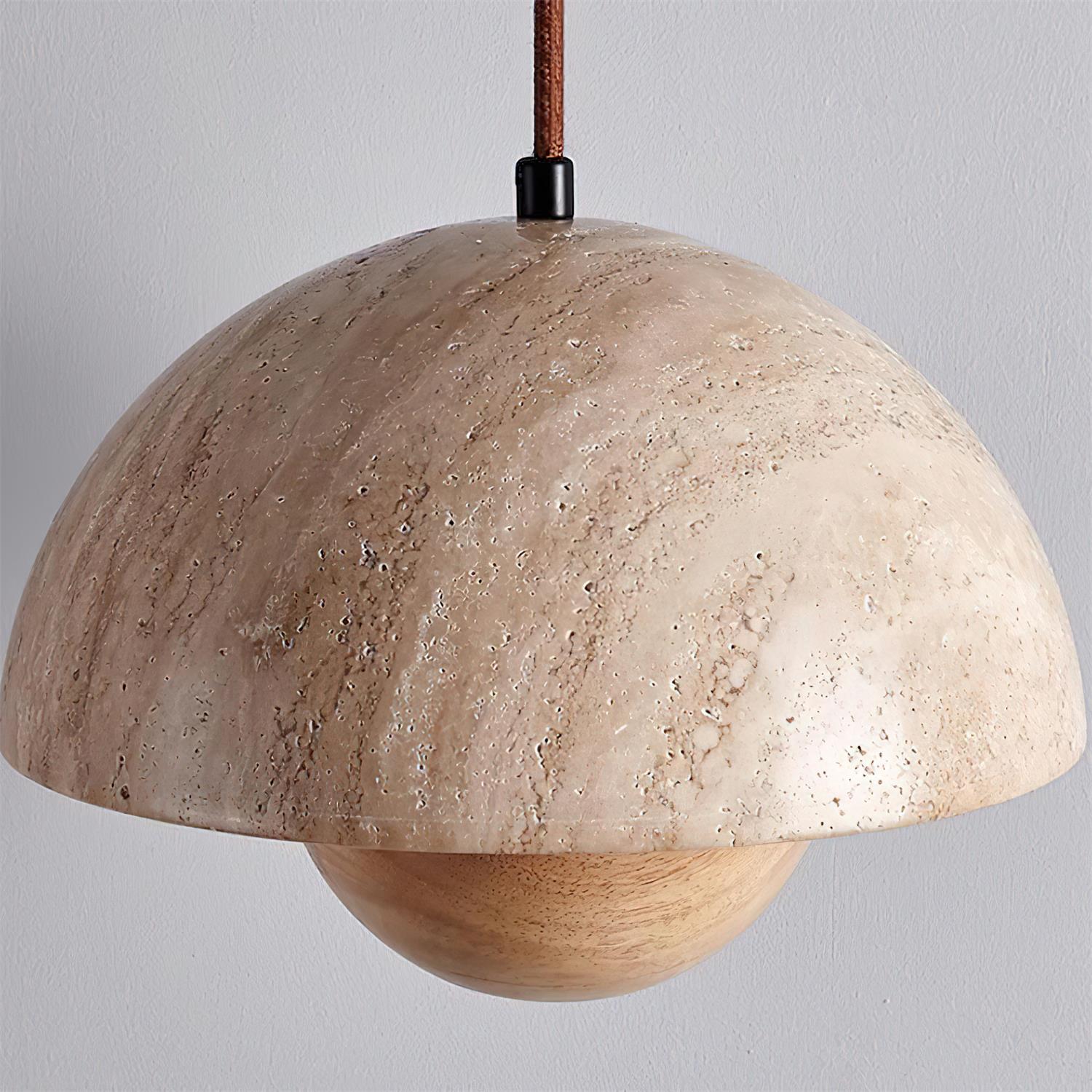 Ritta Travertine Pendant Lamp Wood - Lamp Copper