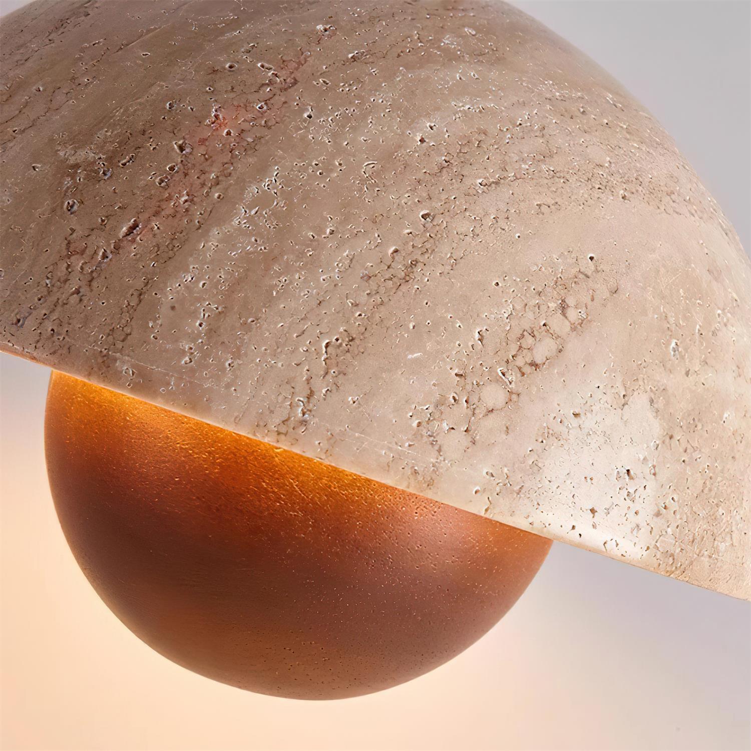 Ritta Travertine Pendant Lamp Wood - Lamp Copper