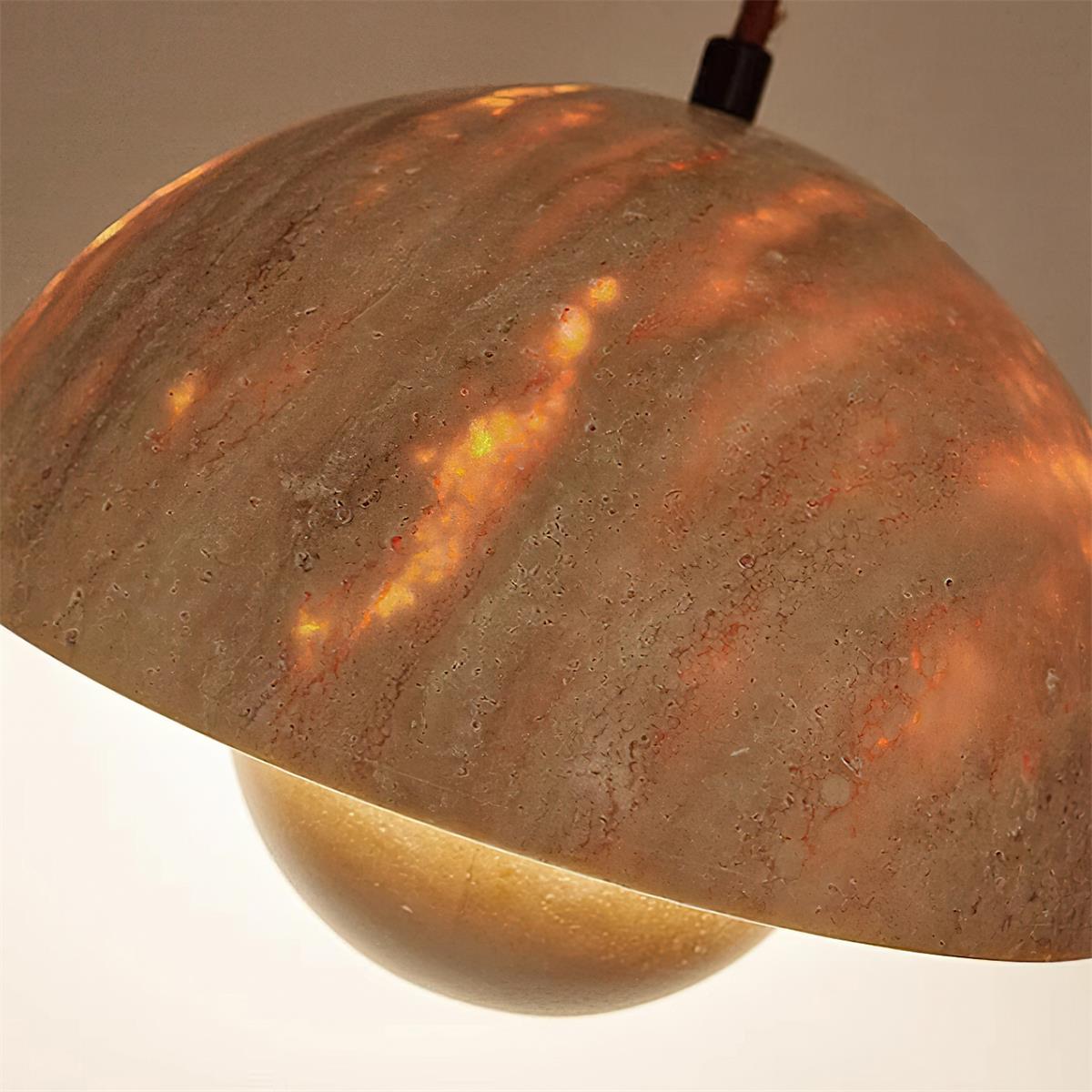 Ritta Travertine Pendant Lamp Wood - Lamp Copper