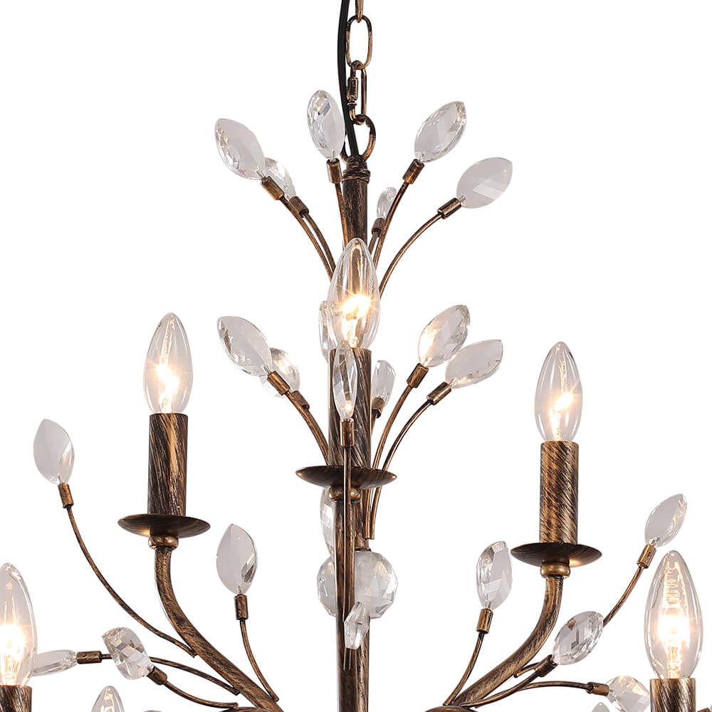 Jorne Vintage Antique Floral Crystal Chandelier - Lamp Copper
