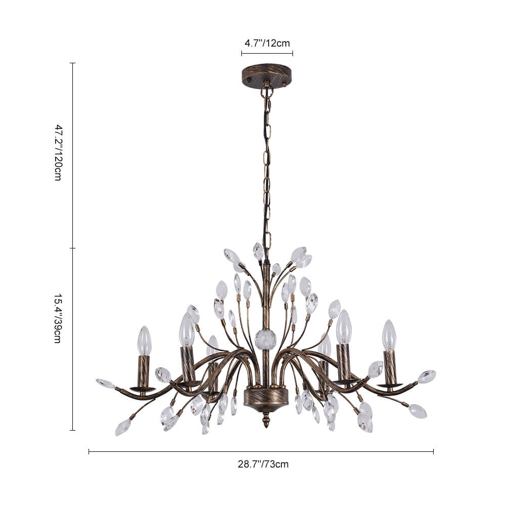 Jorne Vintage Antique Floral Crystal Chandelier - Lamp Copper