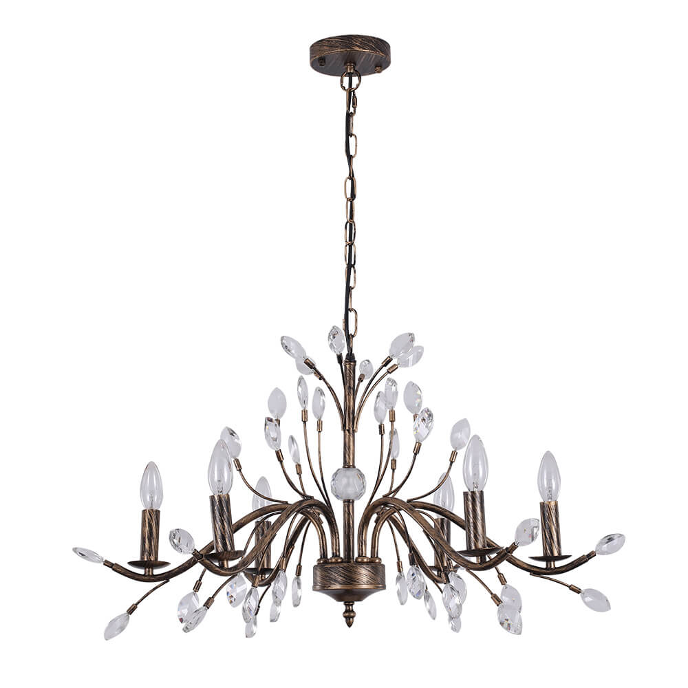 Jorne Vintage Antique Floral Crystal Chandelier - Lamp Copper