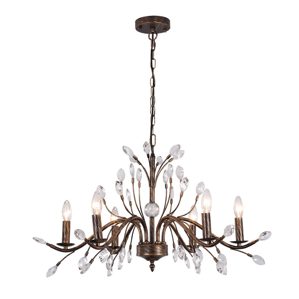 Jorne Vintage Antique Floral Crystal Chandelier - Lamp Copper