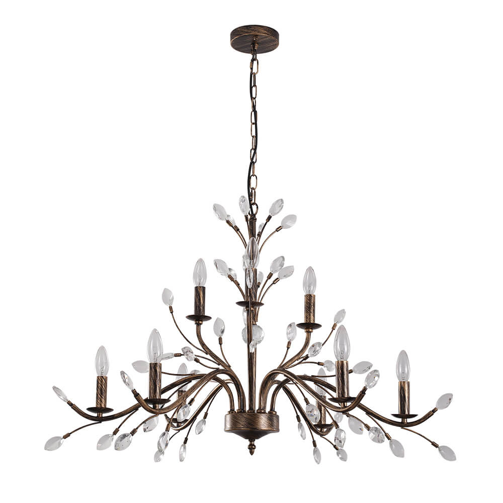 Jorne Vintage Antique Floral Crystal Chandelier - Lamp Copper