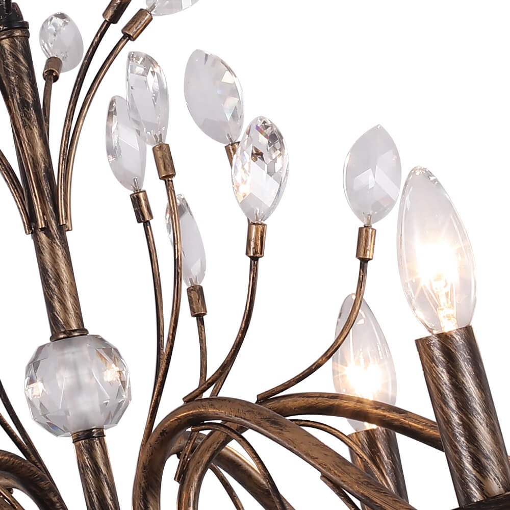 Jorne Vintage Antique Floral Crystal Chandelier - Lamp Copper
