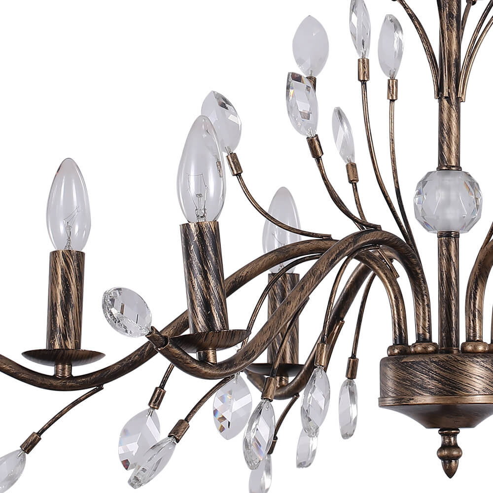 Jorne Vintage Antique Floral Crystal Chandelier - Lamp Copper