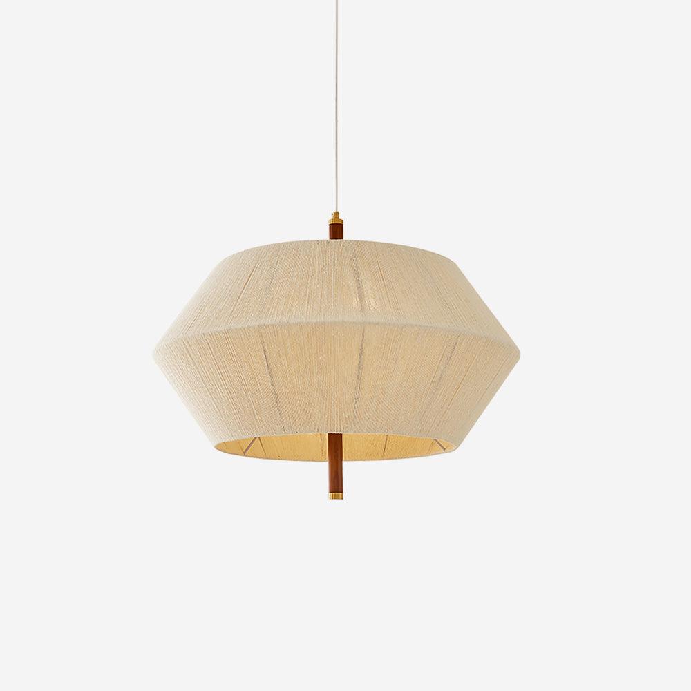 Pendant Lamp Cotton-Thread Shade Walnut Wood Natural - Lamp Copper