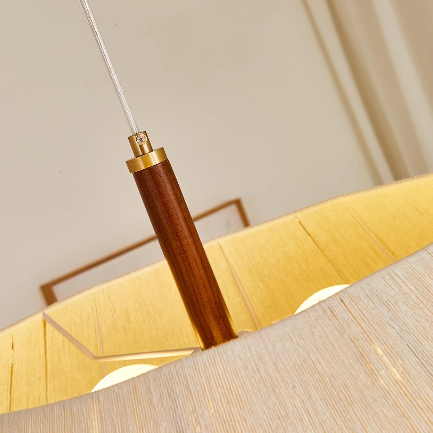 Pendant Lamp Cotton-Thread Shade Walnut Wood Natural - Lamp Copper