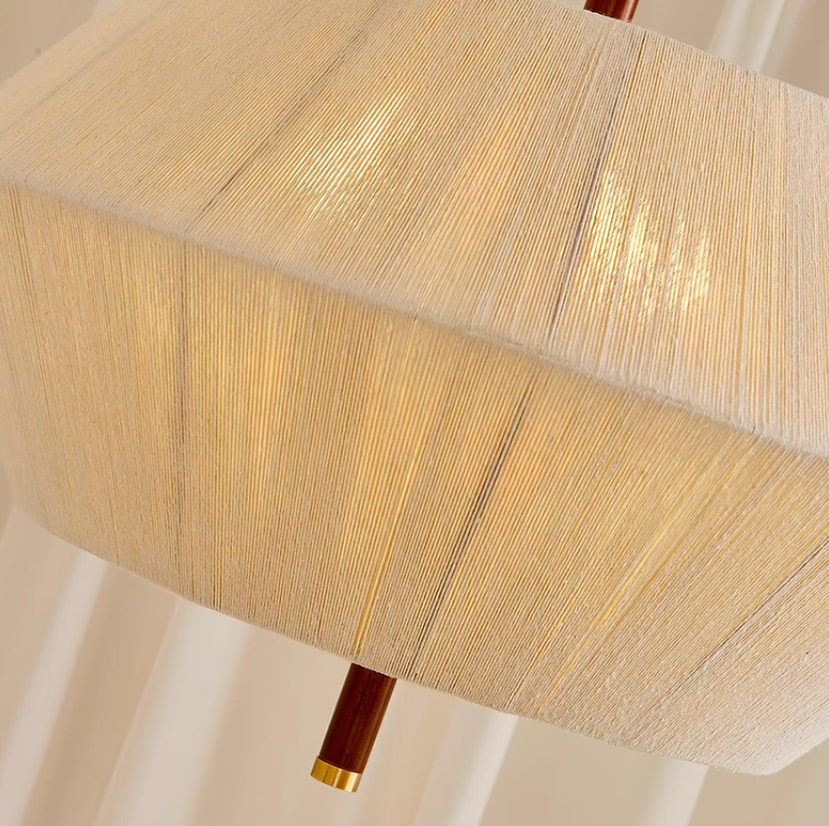 Pendant Lamp Cotton-Thread Shade Walnut Wood Natural - Lamp Copper