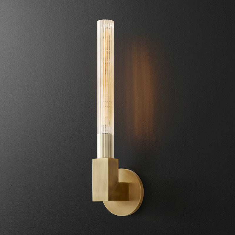 Kristy Indoor Wall Lamp Glass Brass Mid-century Restaurant Bedroom - Lamp Copper