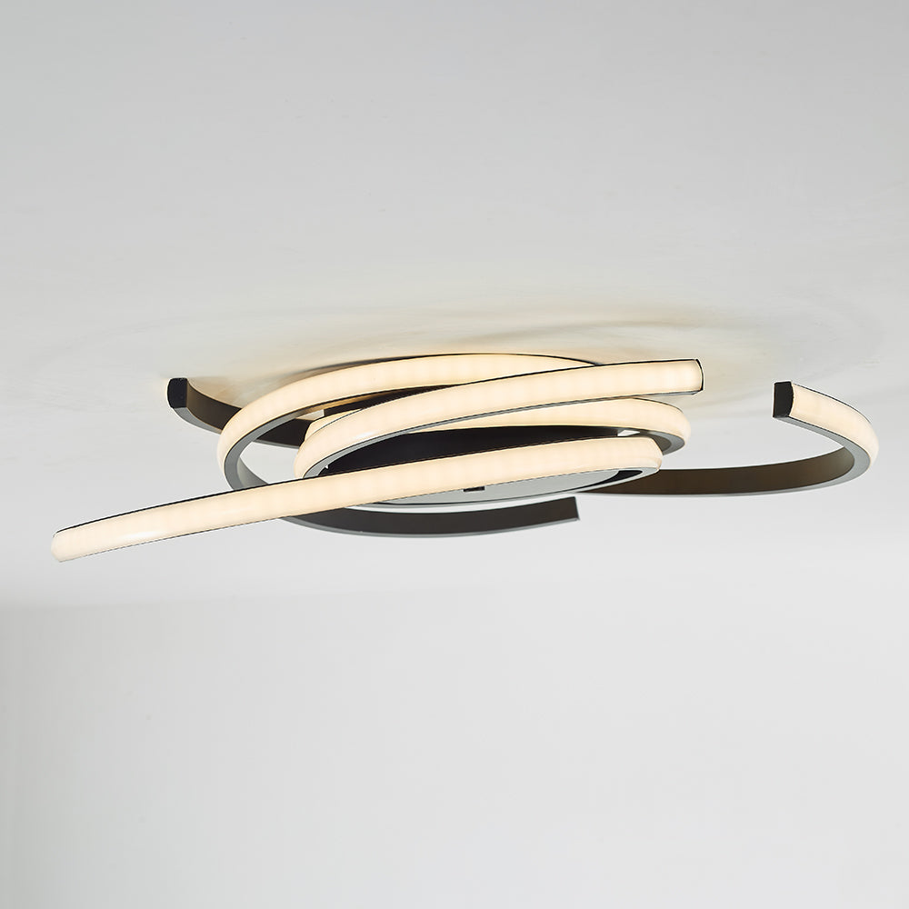 Arisha Modern Multi Arc Linetype Ceiling Light,Black/White - Lamp Copper