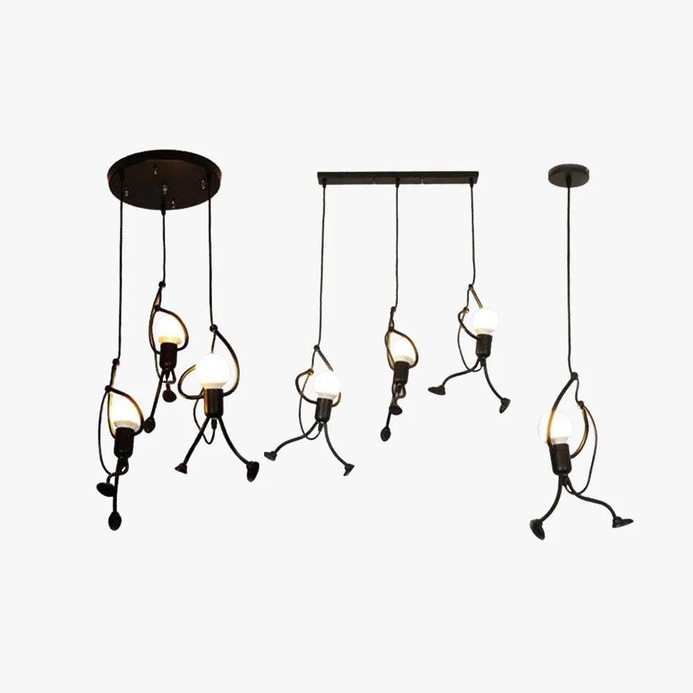 Miro Retro Modern Iron Man Pendant Light, Black - Lamp Copper