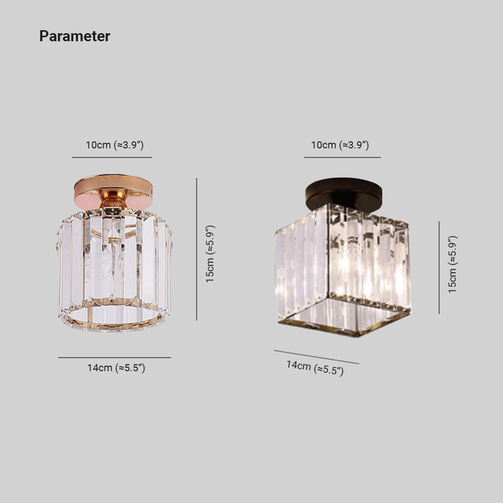 Stonel Modern Metal/Crystal Ceiling Light, 3 Colors - Lamp Copper