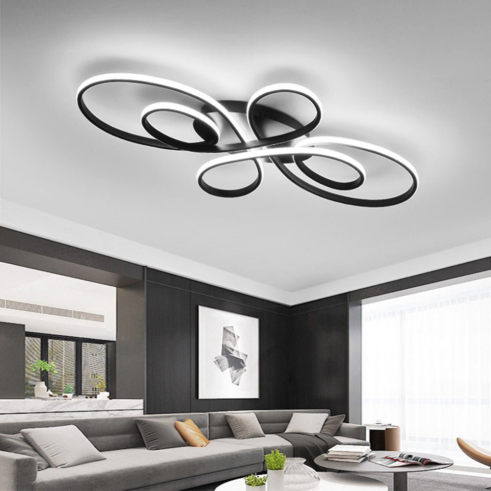 Brisa Modern LED Multi Rings Flush Mount Ceiling Light, Brown/White - Lamp Copper