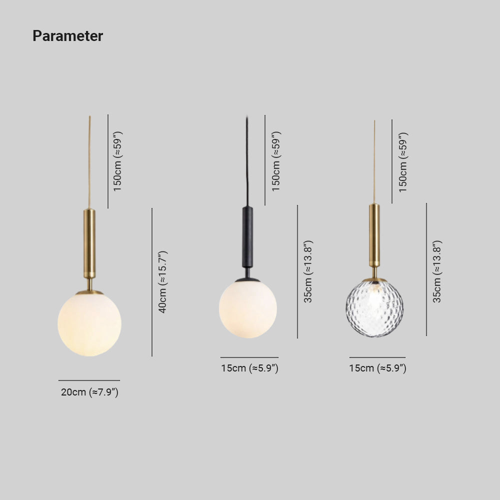 Valentina Modern Glass Ball Pendant Light, White/Clear - Lamp Copper