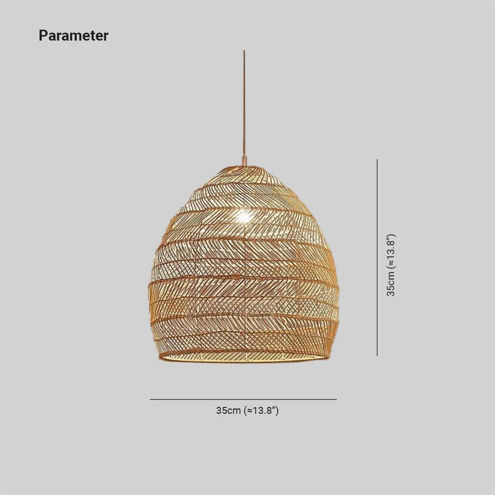Lian Rattan Bamboo Lampshade Hand Knitted Pendant Light - Lamp Copper