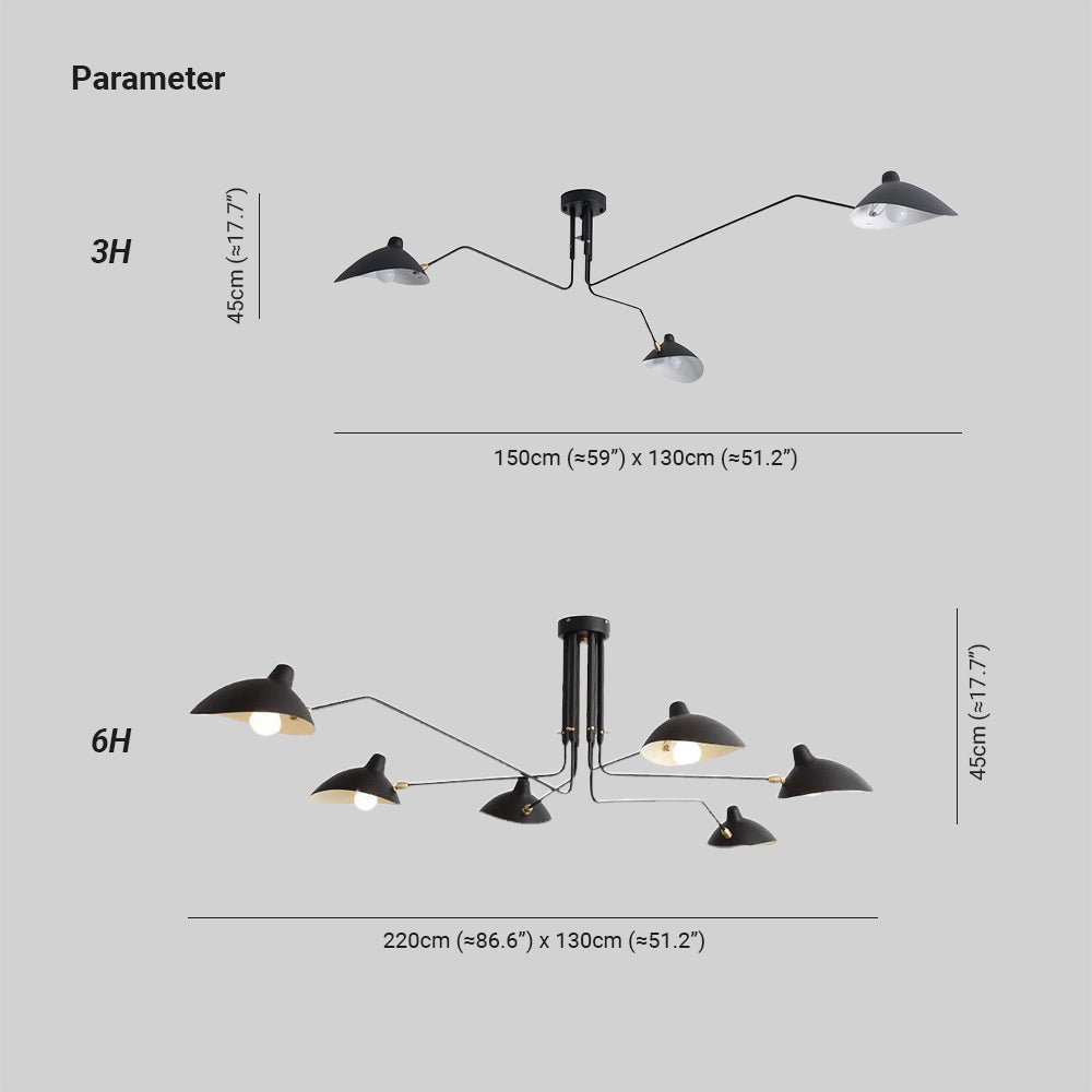 Jaler Industry Three Arm Ceiling Light - Lamp Copper