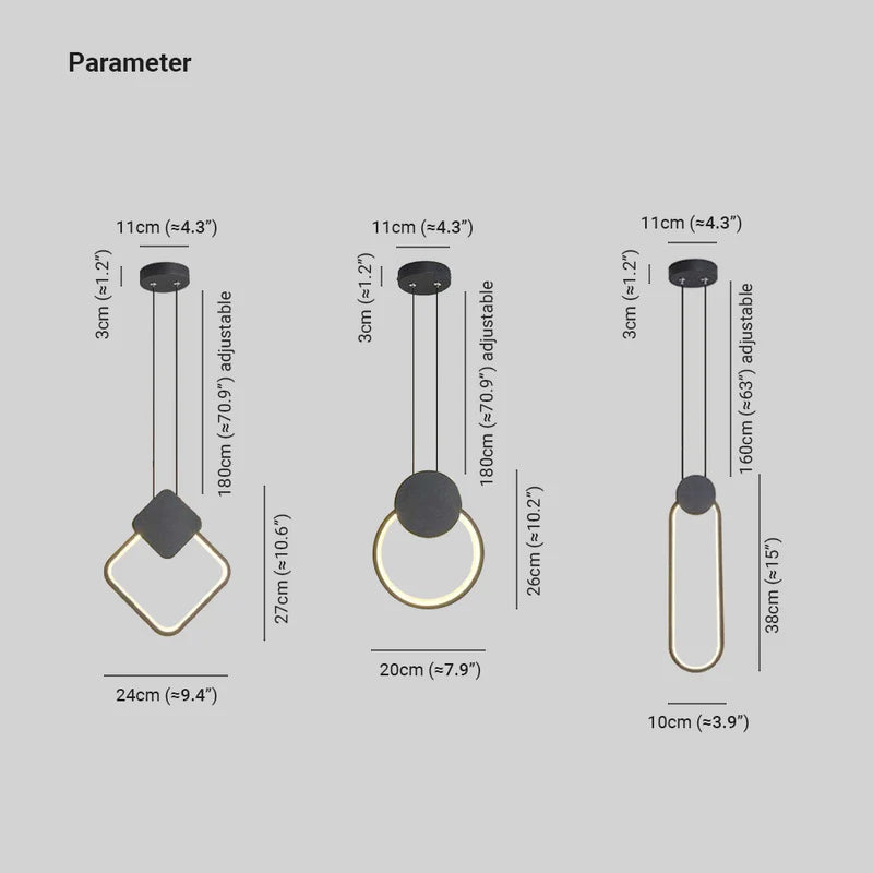 Doria Modern LED Pendant Light Black/White Metal Living Room - Lamp Copper