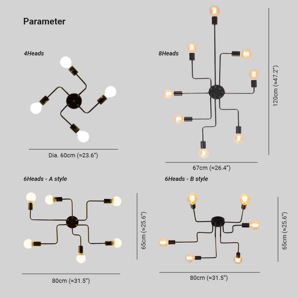 Arisha Vintage Modern Minimalist Industrial Metal Black Ceiling Lamp - Lamp Copper