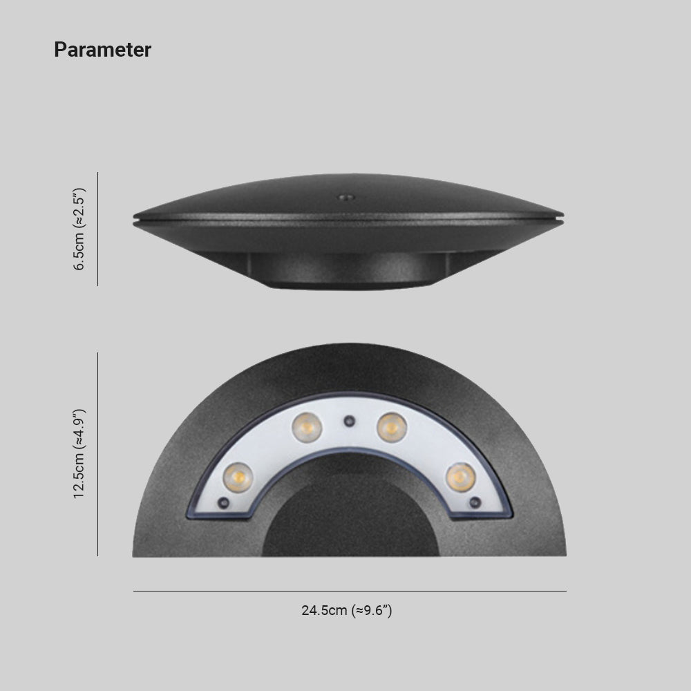Ray Wall Lamp Flying Saucer, Metal LED, Black, Outdoor - Lamp Copper