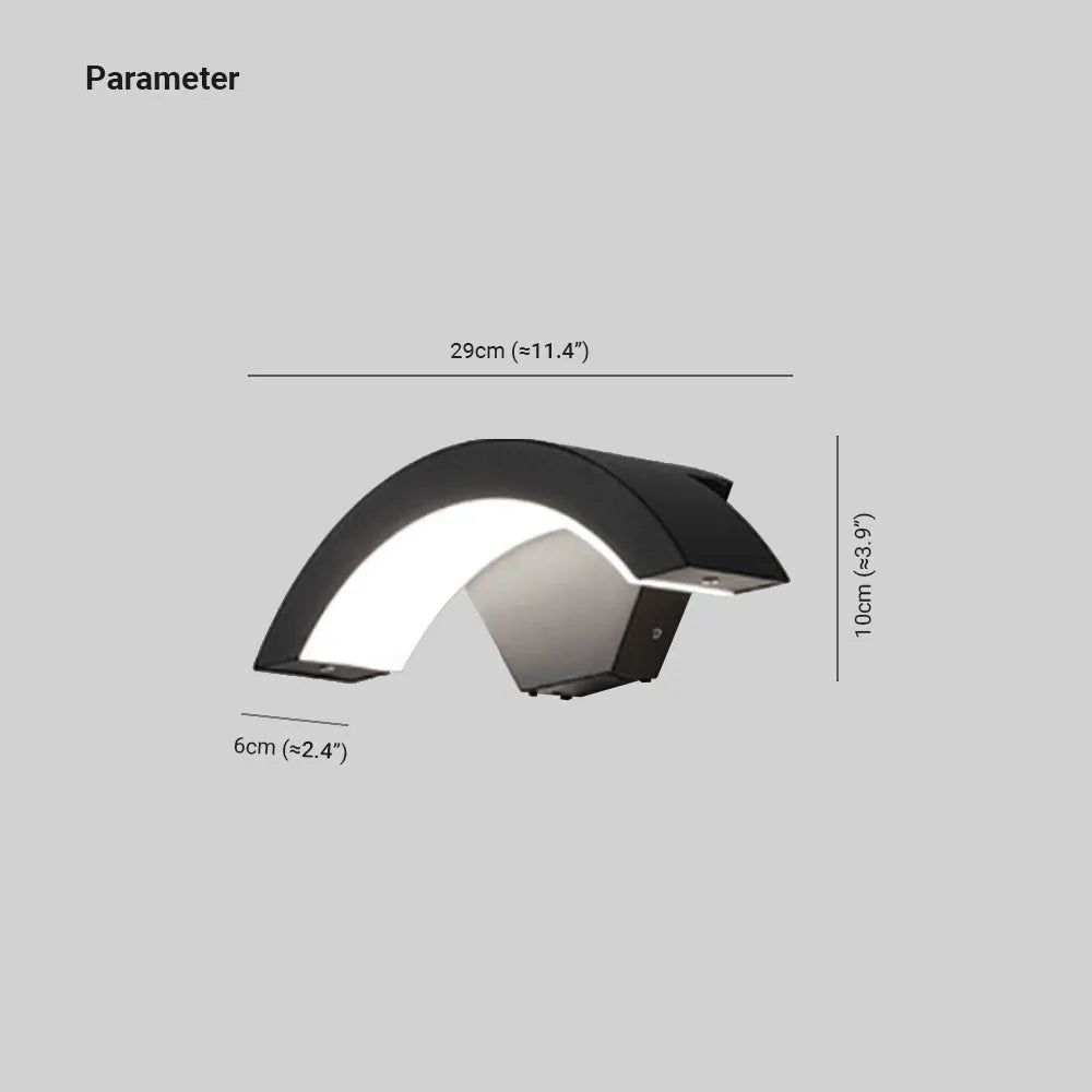 Elvon Nordic Arc Waterproof LED Outdoor Wall Lamp, Black - Lamp Copper
