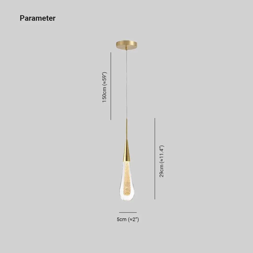 Kristy Pendant Light Crystal & Glass Droplet, Gold - Lamp Copper