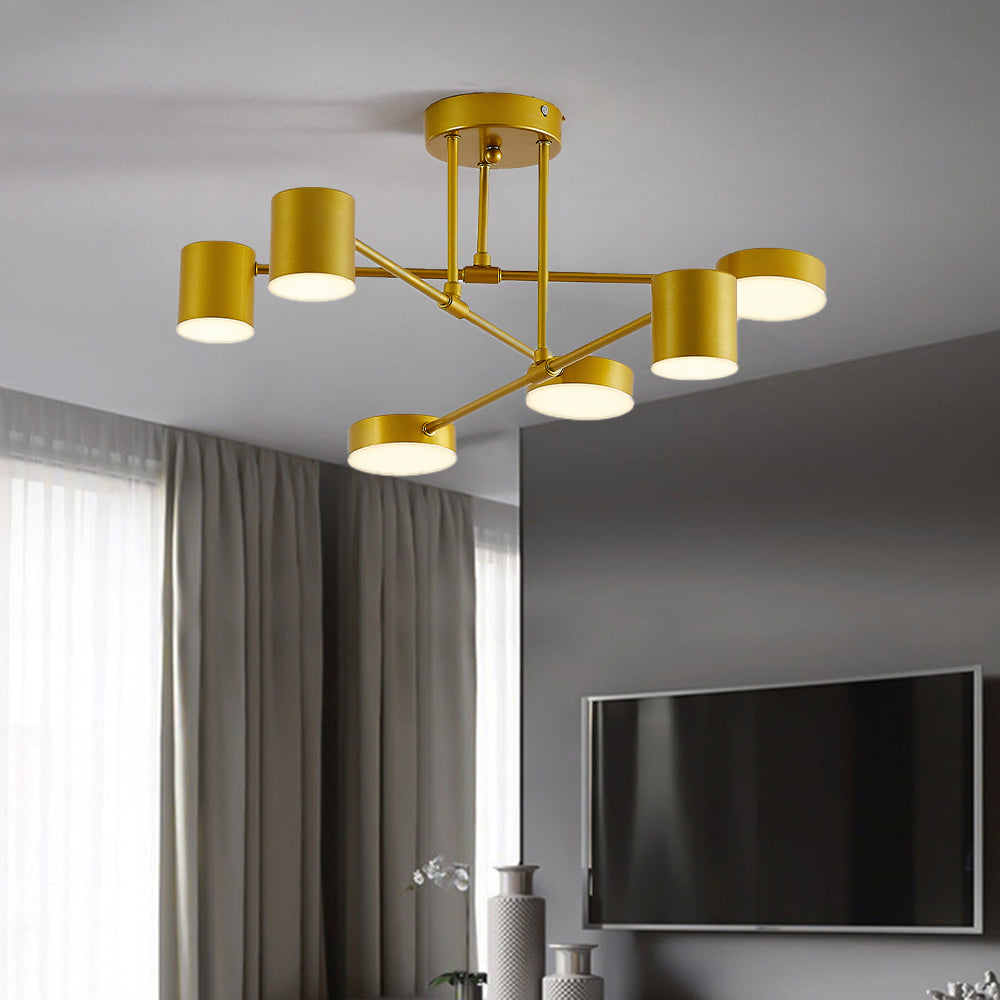Quor LED Flush Ceiling Light, Black/White/Gold 6 Head - Lamp Copper