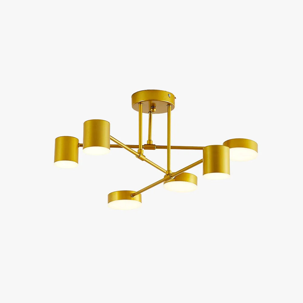 Quor LED Flush Ceiling Light, Black/White/Gold 6 Head - Lamp Copper