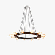 Silva Vintage LED Chandelier Brown Metal Living Room/Bar - Lamp Copper