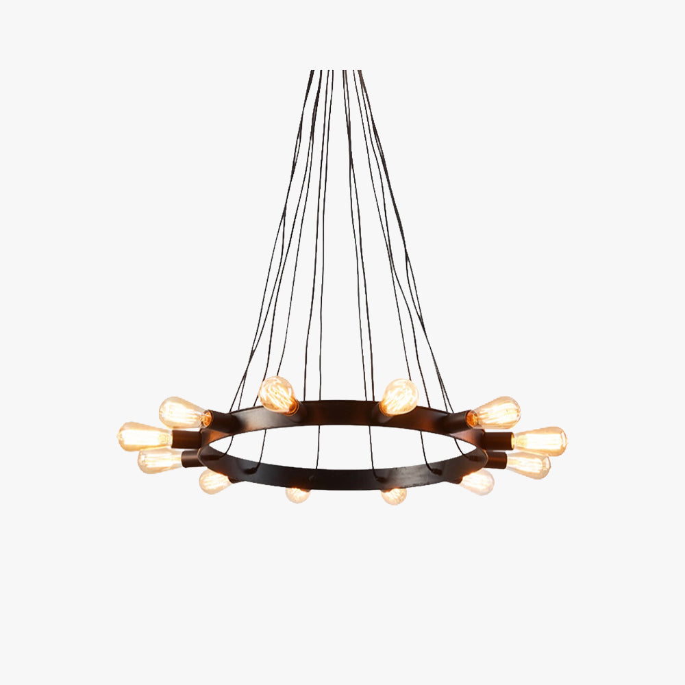 Silva Vintage LED Chandelier Brown Metal Living Room/Bar - Lamp Copper