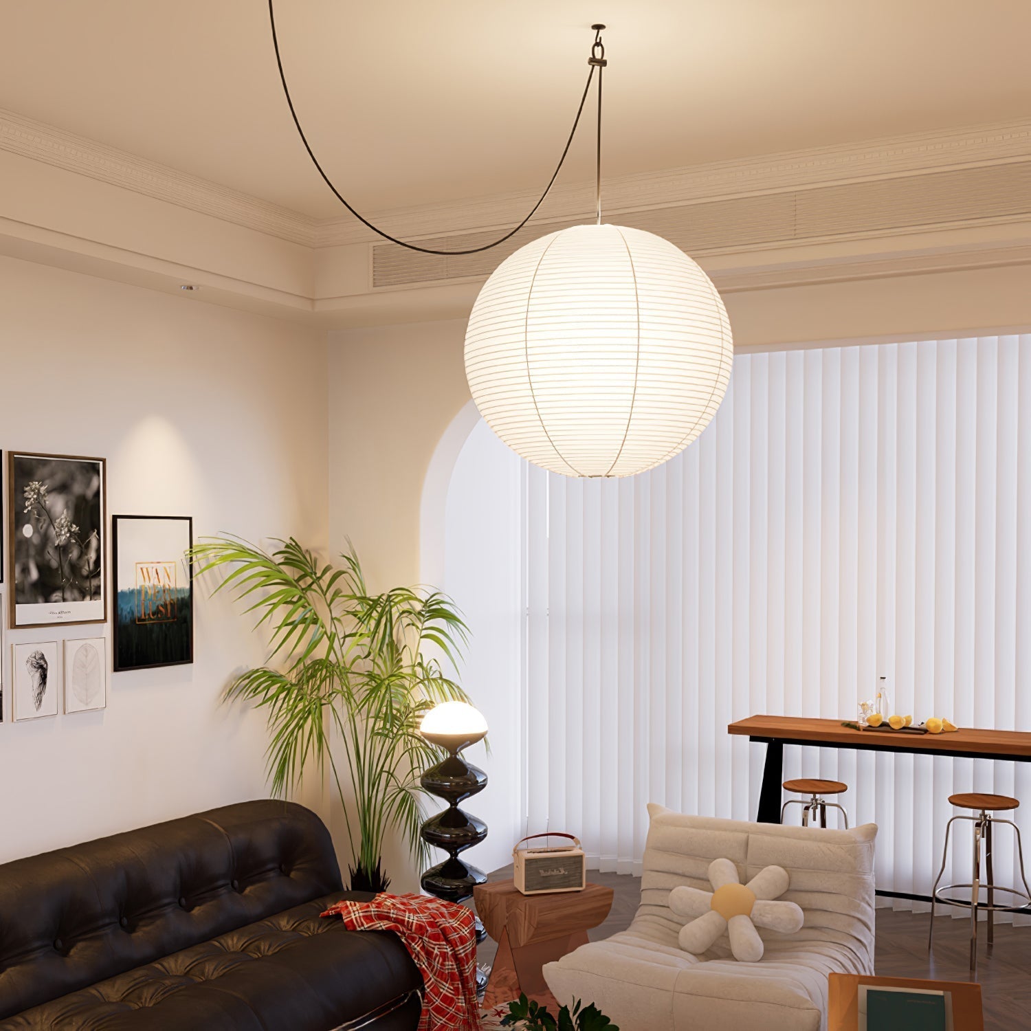 Sylin Pendant Swag Light Mulberry Silk - Lamp Copper