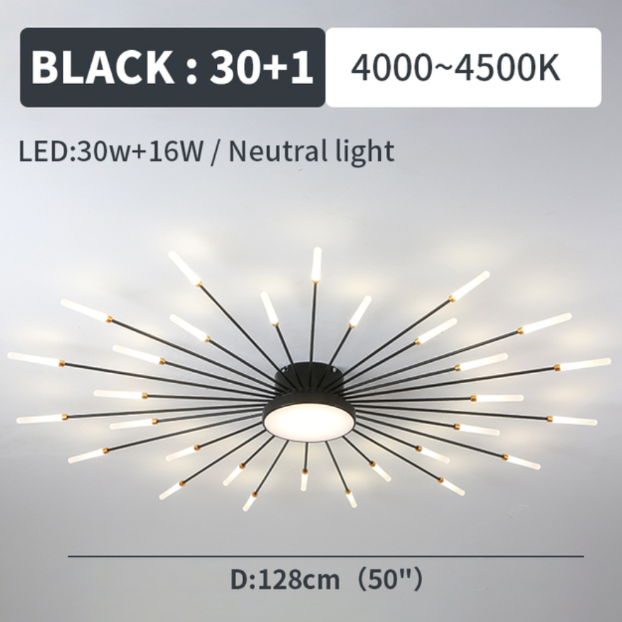 Wesley Modern Home Decoration Fireworks LED Ceiling Light - Lamp Copper
