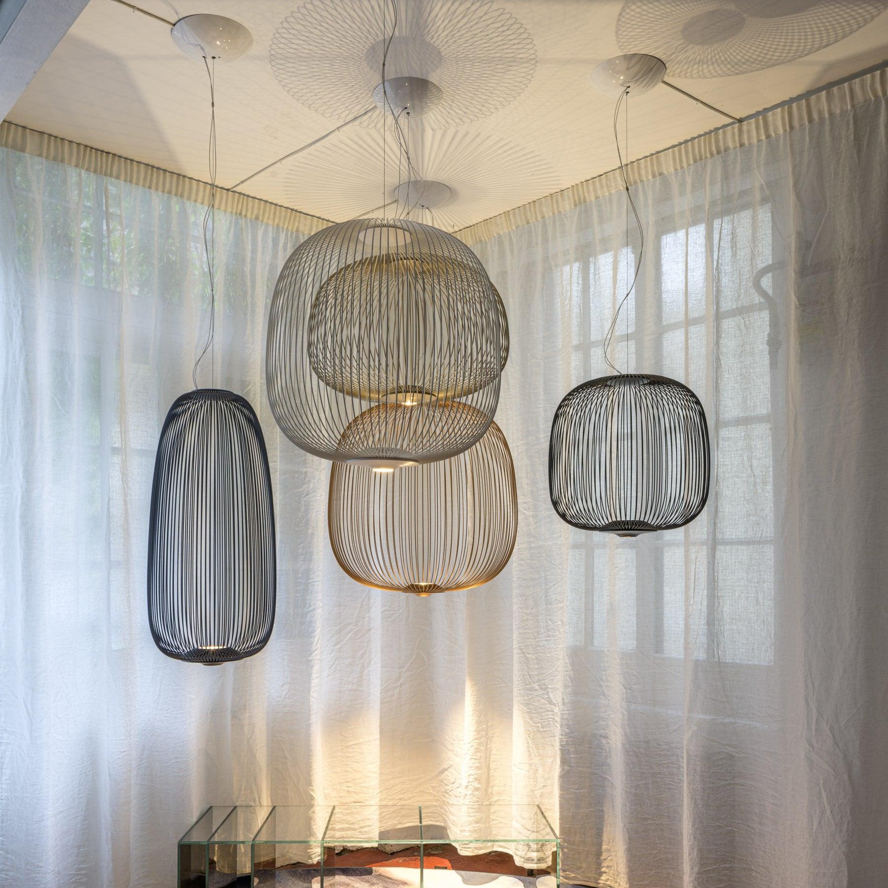 Aero Lightweight Spokes Cage Pendant Light - Lamp Copper